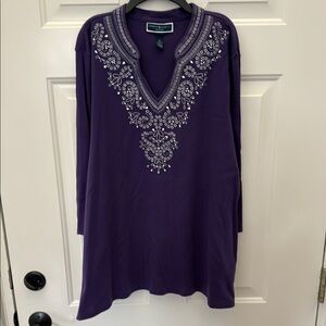 Purple Embroidered Women's Top